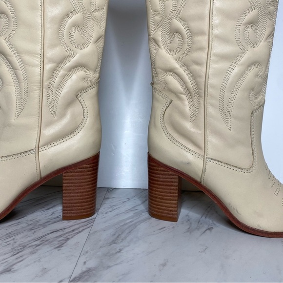 New! Schutz Maryana Western Leather Tall Block Heel Boot 5B - Picture 8 of 15